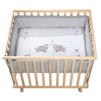 ROBA  Parc B&eacute;b&eacute; 75x100 + Tapis de Parc ""Jumbotwins"" - Bois Naturel