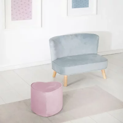ROBA  Pouf Enfant ""Lil Sofa"" Confortable en Velours - Forme Coeur - Rose