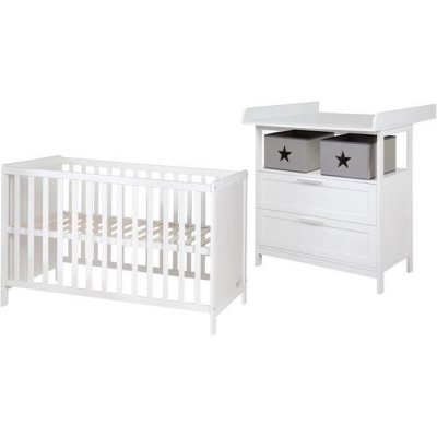 ROBA  Set de Chambre ""Hamburg"" - Commode &agrave; Langer + Lit B&eacute;b&eacute; 60x120- Blanc