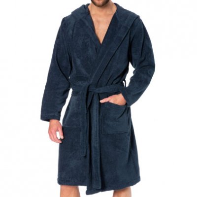 TOMMY HILFIGER Robe de chambre coton &eacute;ponge capuche Bleu 