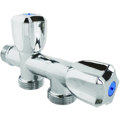 SOMATHERM Robinet &agrave; clapet double sorties pour machine &agrave; laver - M1/2"" - Sorties M3/4