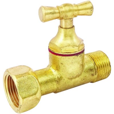 SOMATHERM Robinet d'arr&ecirc;t droit pour WC - 3/8"" - T&ecirc;te &agrave; clapet - Laiton brut