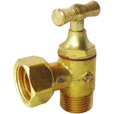 SOMATHERM Robinet d'arr&ecirc;t &eacute;querre pour WC - 3/8"" - T&ecirc;te &agrave; clapet - Laiton brut