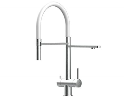 VIZIO Robinet de cuisine 3 voies en acier inox chirurgical bross&eacute; - douche 2jets d&eacute;tachable VZFX018181