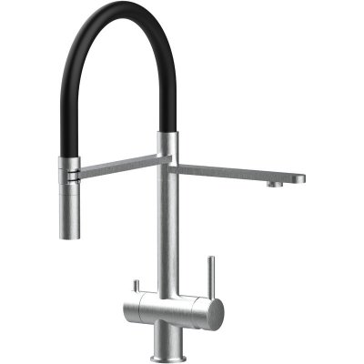VIZIO Robinet de cuisine 3 voies en acier inox chirurgical bross&eacute; - douche 2jets d&eacute;tachable VZFX018182