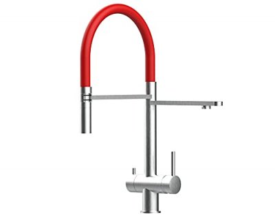 VIZIO Robinet de cuisine 3 voies en acier inox chirurgical bross&eacute; - douche 2jets d&eacute;tachable VZFX018183