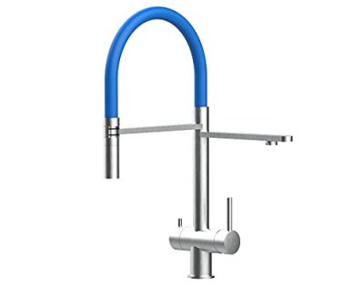 VIZIO Robinet de cuisine 3 voies en acier inox chirurgical bross&eacute; - douche 2jets d&eacute;tachable VZFX018184