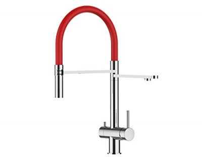 VIZIO Robinet de cuisine 3 voies en acier inox chirurgical poli - douche 2jets d&eacute;tachable VZFX018103