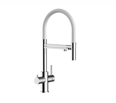 VIZIO Robinet de cuisine 5 voies en acier inox chirurgical poli - douche 2jets d&eacute;tachable VZFX518101