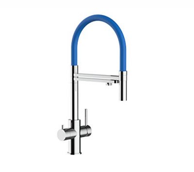 VIZIO Robinet de cuisine 5 voies en acier inox chirurgical poli - douche 2jets d&eacute;tachable VZFX518104