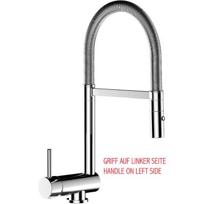 VIZIO Robinet de cuisine chrom&eacute; rabattable 60mm, douche 2 jets d&eacute;tachable - poigne&eacute; gauche VZSUL11000