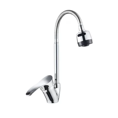 AVIZAR Robinet de Cuisine Pivotant Bec Flexible Chrom&eacute; Argent