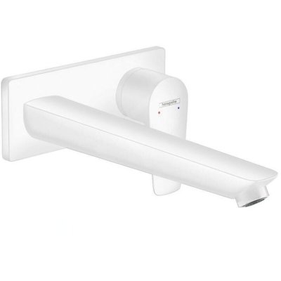 HANSGROHE Robinet de lavabo mitigeur encastr&eacute; blanc Talis avec bec de 22.5 cm 