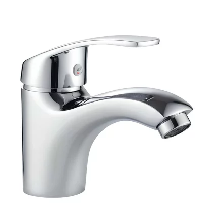 AVIZAR Robinet de Lavabo Monocommande 10&times;9cm Finition Chrom&eacute;e Eau Chaude et Froide Argent