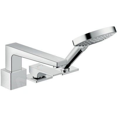 HANSGROHE Robinet mitigeur bain douche 3 trous poign&eacute;e manette Metropol chrom&eacute;