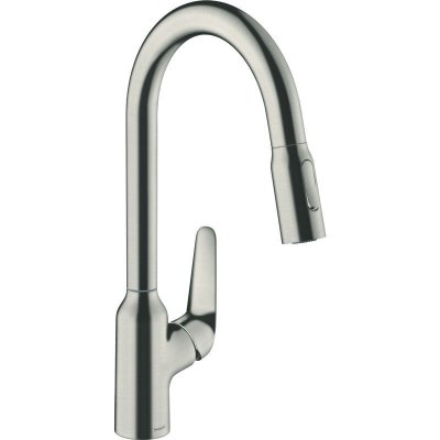 HANSGROHE Robinet mitigeur de cuisine avec douchette extractible 2 jets Focus M42 acier 