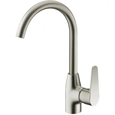 EDOUARD ROUSSEAU Robinet mitigeur inox brosse pour evier de cuisine bec haut col de cygne