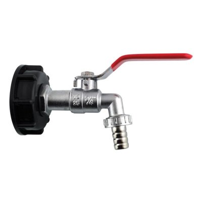 INTERPLAST Robinet pour cuve IBC en laiton chrom&eacute; 20x27 + embout tuyau arrosage