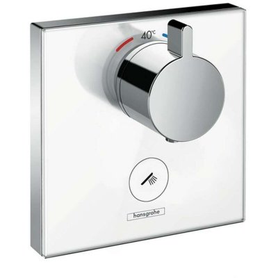 HANSGROHE Robinet thermostatique haut d&eacute;bit blanc ShowerSelect Glass 