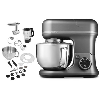 MEDION Robot p&acirc;tissier 3-en-1- - MD18430 - 1200 W - 5 L - 8 vitesses - Fonction hachoir - Titane