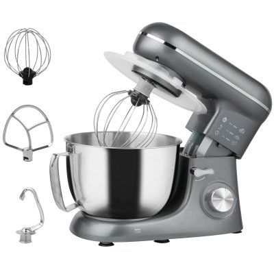 HOMCOM Robot p&acirc;tissier 4,5L 1300W 6+P vitesses bol d'acier inoxydable argent
