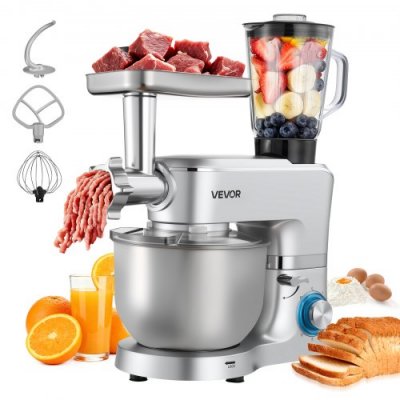 VEVOR Robot P&acirc;tissier 6L 1500W Batteur Mixeur 6 Vitesses Avec Pulse Bol en Inox