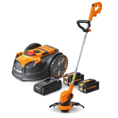 LAWNMASTER Robot tondeuse autonome + coupe-bordure et batterie suppl&eacute;mentaire OFFERTS