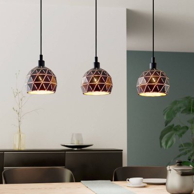 EGLO Roccaforte Plafonnier Suspendu &Agrave; 3 Lampes &Agrave; Barre Droite Noir, Or
