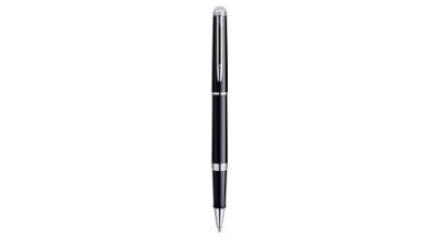 WATERMAN Roller H&eacute;misph&egrave;re laqu&eacute; noir & palladium pointe fine