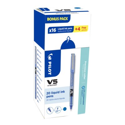 PILOT Rollers V5  - bleu - ecopack 20 dont 4 rollers