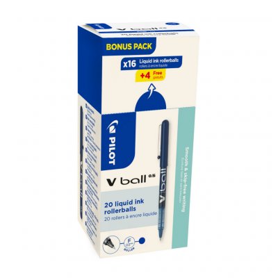 PILOT Rollers VBall 5 - bleu - ecopack 20 dont 4 rollers