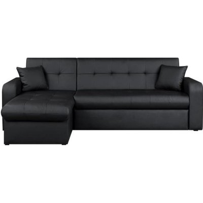 GENERIQUE ROMAN Canap&eacute; d'angle convertible r&eacute;versible 3 places - Simili noir