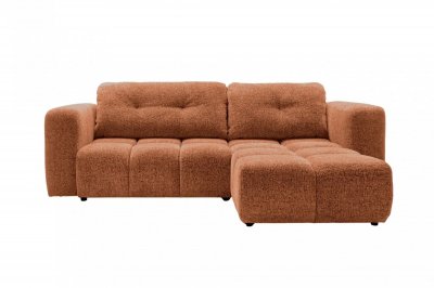 CASANOVA PARIS Romy - Canap&eacute; D'angle Convertible Tissu Chenille 3 Places Terracotta