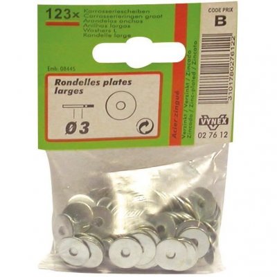 VYNEX Rondelle plate large - acier zingu&eacute; - 6 mm - 
