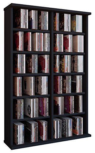 RONUL tour rangement biblioth&egrave;que CD-DVD 300 CD sans portes noir