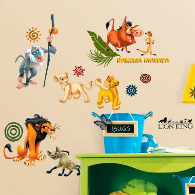 ROOMMATES  stickers muraux Disney The Lion King vinyle 48 pi&egrave;ces