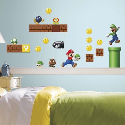 ROOMMATES  stickers muraux super mario bros junior vinyl 45 pi&egrave;ces