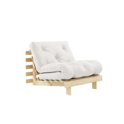 KARUP Roots - Fauteuil convertible 90x200cm en bois naturel et tissu