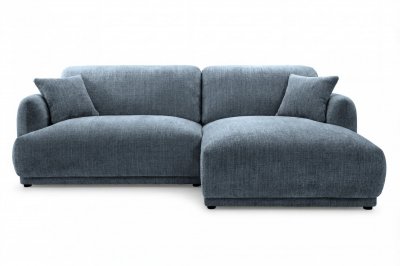 CASANOVA PARIS Rosalie - Canap&eacute; D'angle Tissu Chenille 3 Places Bleu Droit