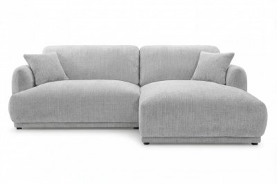 CASANOVA PARIS Rosalie - Canap&eacute; D'angle Tissu Chenille 3 Places Gris Clair Droit