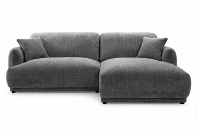 CASANOVA PARIS Rosalie - Canap&eacute; D'angle Tissu Chenille 3 Places Gris Fonc&eacute; Gauche
