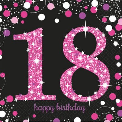 AMSCAN Rose p&eacute;tillante 18e anniversaire serviettes
