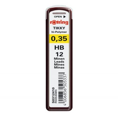 ROTRING  Lot de 3 Etuis de 12 mines Tikky Pour porte-mines 0,35 mm HB