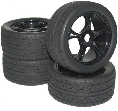 REELY Roues compl&egrave;tes Street pour Buggy MV0931BB2 5 rayons noir 1:8 4 pc(s)