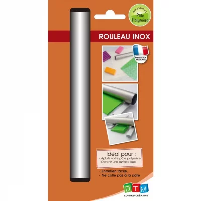 DTM LOISIRS CREATIFS Rouleau inox pour p&acirc;te Fimo 21 cm - DTM - couleur variant
