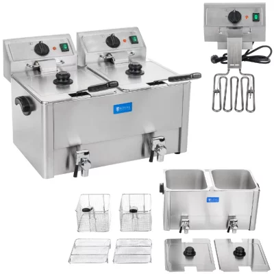 ROYAL CATERING  Friteuse &eacute;lectrique - 2 x 13 litres - Thermostat EGO RCEF 13D-EGO