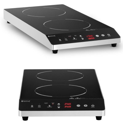ROYAL CATERING  Plaque &agrave; induction - 2 x 22 cm - 60 &agrave; 240 &deg;C - Minuterie RCIC-1800P6