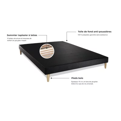 ROYAL PALACE BEDDING  - Sommier Noir 140 x 200 cm - Noir