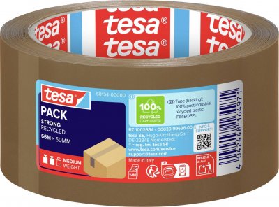 TESA Ruban adh&eacute;sif d'emballage  100% de plastique recycl&eacute; marron Eco & Strong sans solvant 66mx50 mm