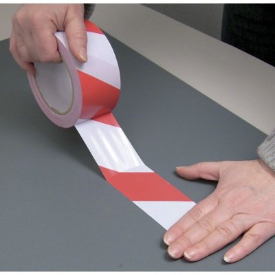VISO Ruban adhesif de signalisation rouge et blanc 50mmx33m PVC